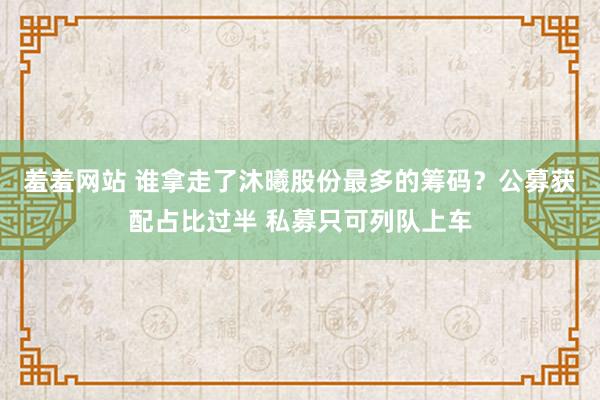羞羞网站 谁拿走了沐曦股份最多的筹码？公募获配占比过半 私募只可列队上车